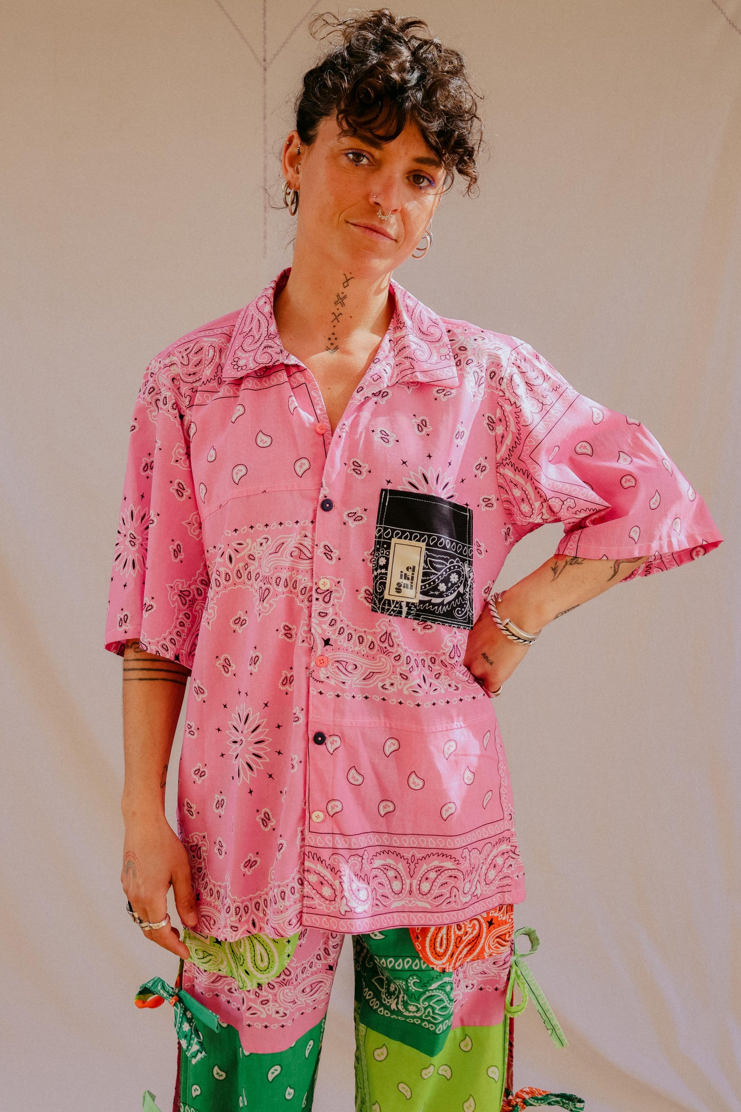 Camisa patchwork rosa
