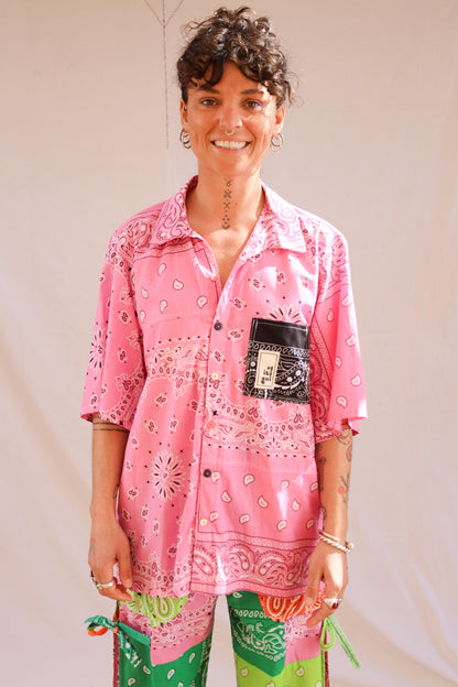 Camisa patchwork rosa