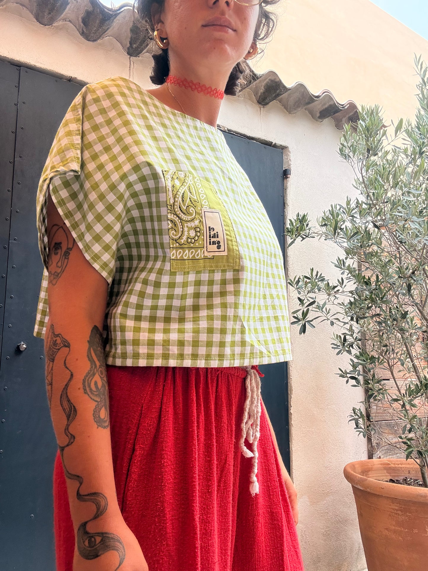 Camiseta de vichy crop