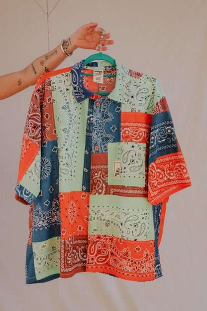Camisa patchwork multicolor