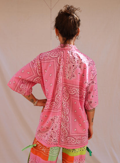 Camisa patchwork rosa